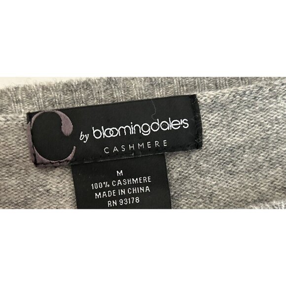 Bloomingdale's 100% Cashmere Sweater Lace Trim Gray Boatneck Size Med - Picture 6 of 8